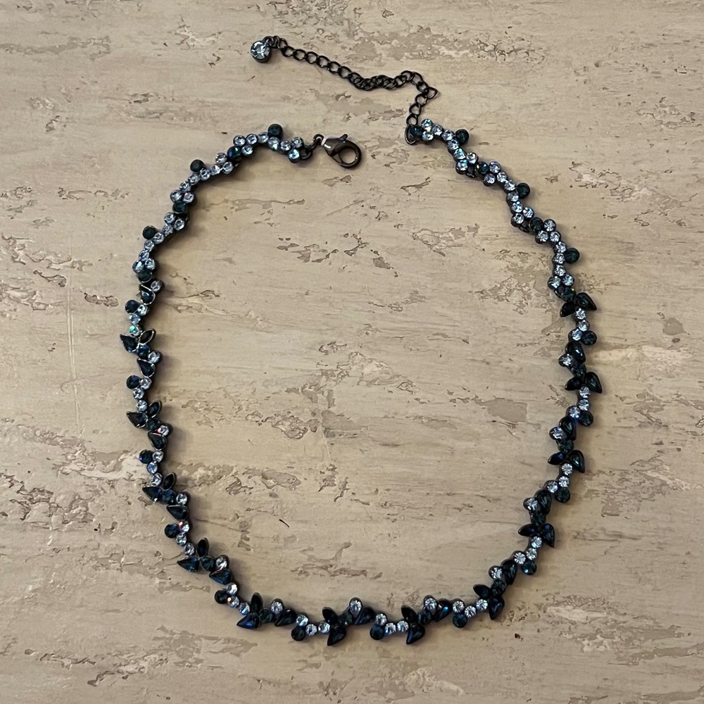 Givenchy Vintage Blue Flower Crystal Necklace